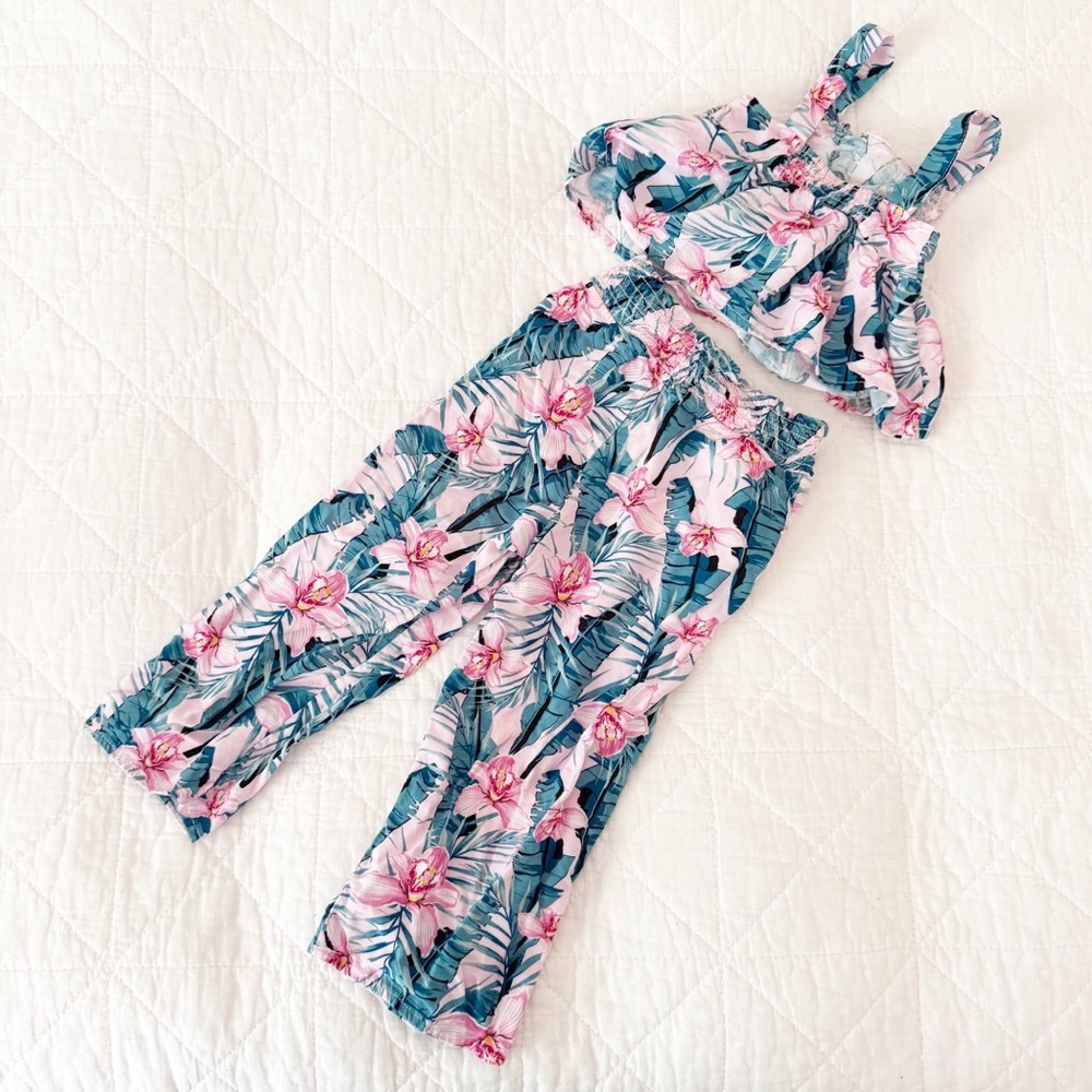 Tahari Kids Tropical Floral Coordinating Pant Set 2T - Picture 5 of 5